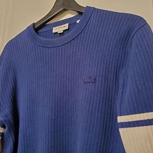 Lacoste Linen Cotton Polyamide Blend Blue White Sweatshirt